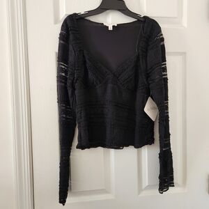 Elegant Black Textured Blouse